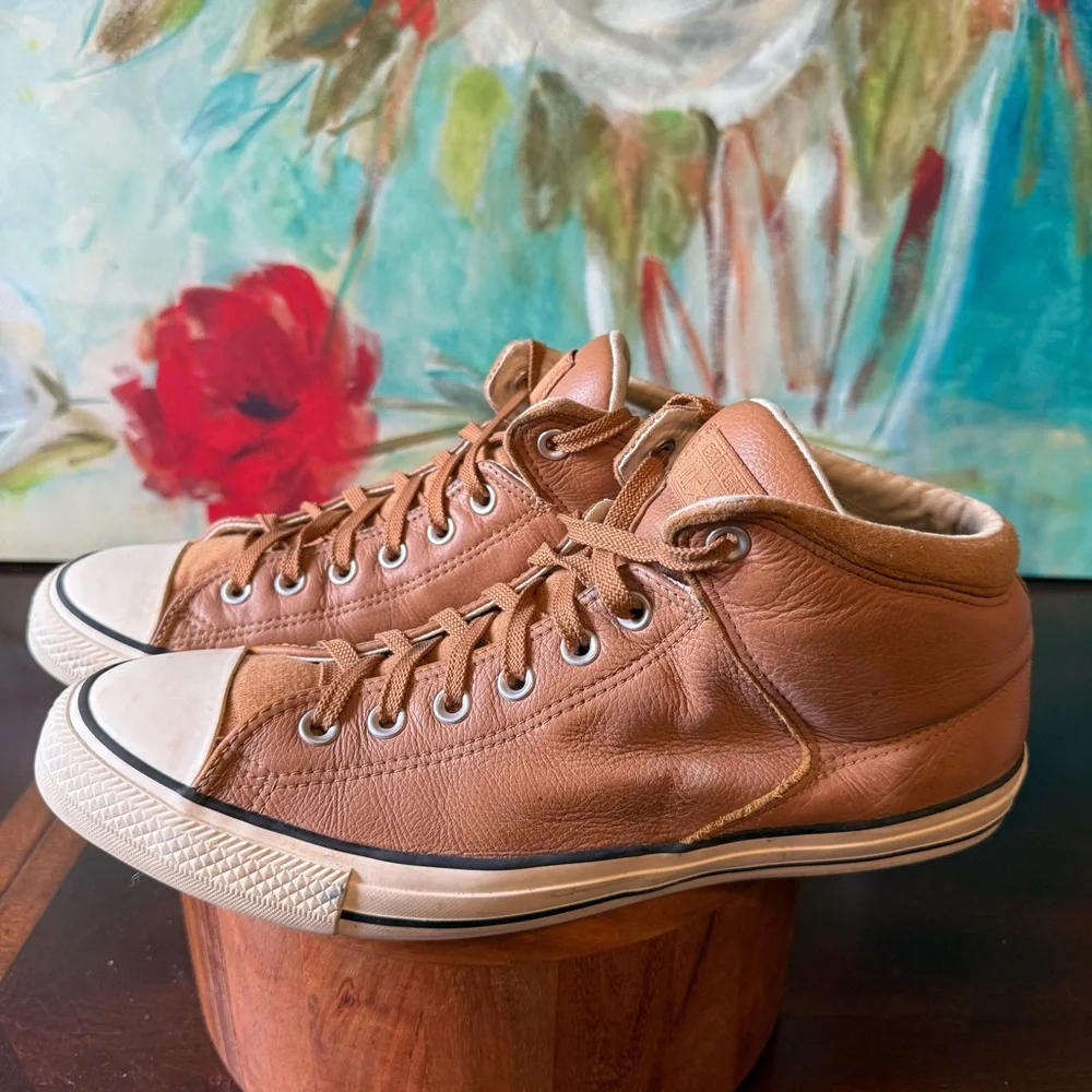 Sz 11M 13W Converse All Star High Street Leather Mid Brown Leather 157471C